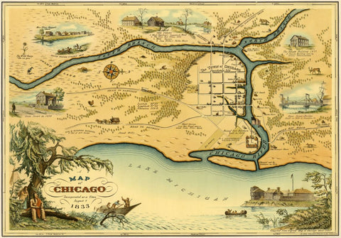 OhMyGrid custom grid wall art Chicago Map 1833