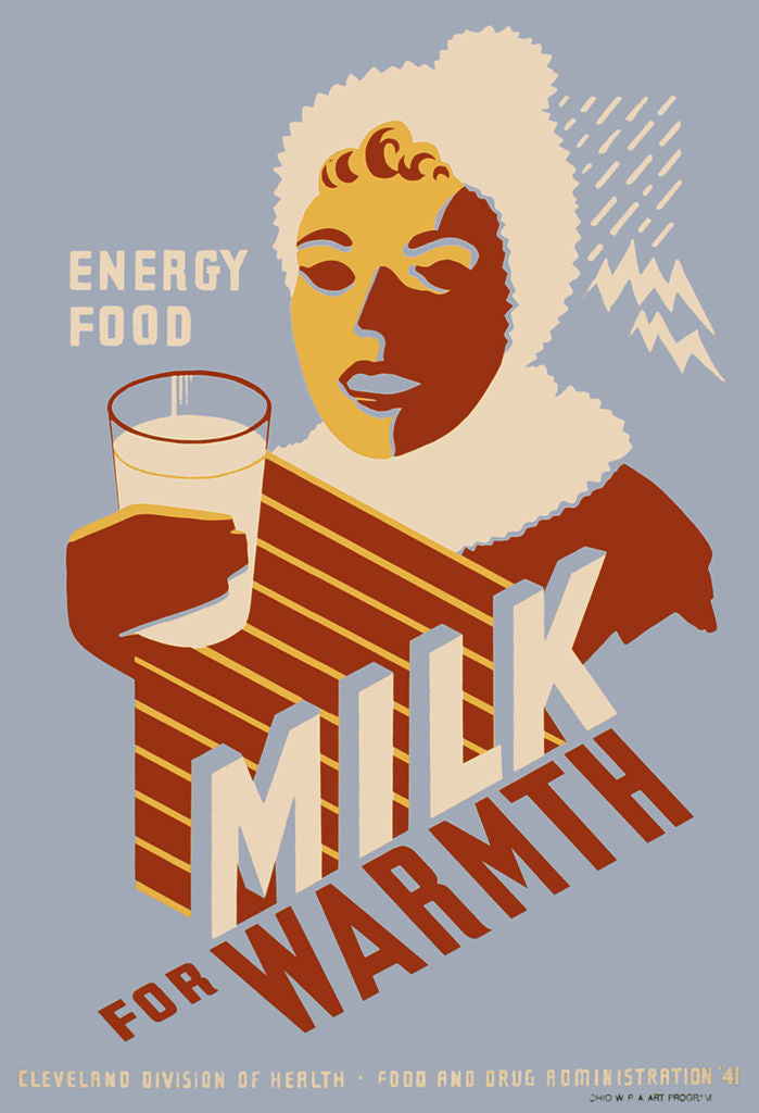 OhMyGrid custom wall art Milk For Warmth Cleveland Division of Health FDA 1941 WPA Poster